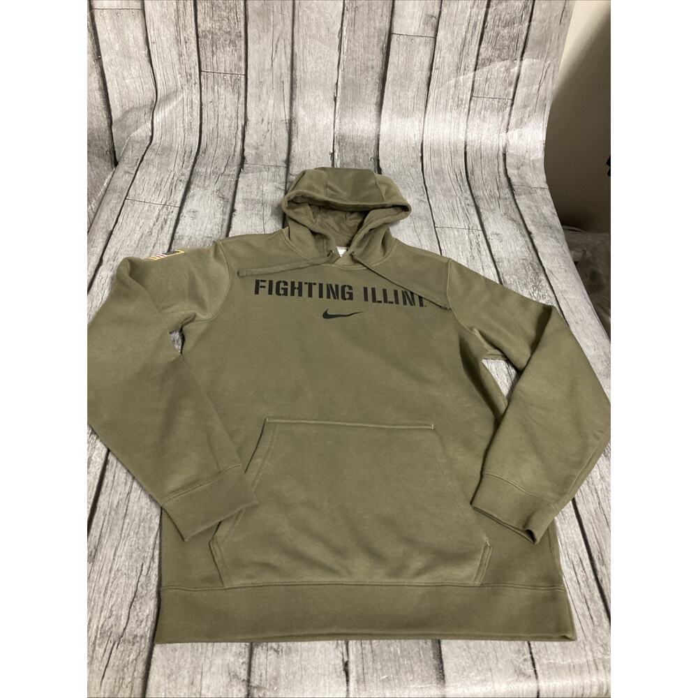 NWT Men’s Nike Illinois Fighting Illini Military Pack Club Hoodie Green Small